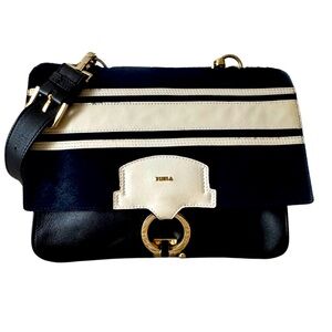 Furla Scoop calfskin and pony hair bag